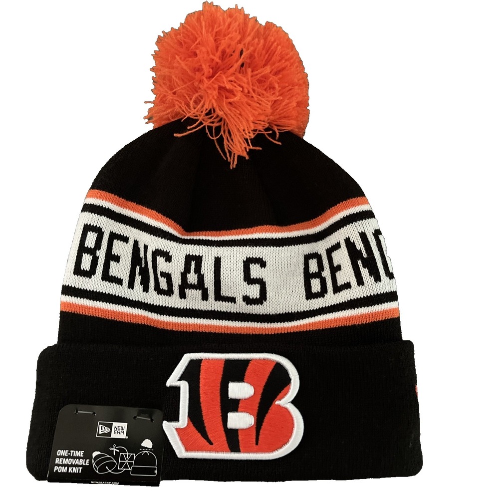 Cincinnati Bengals Knit Winter Hat Beanie New Era Cap Removable Pom NWT